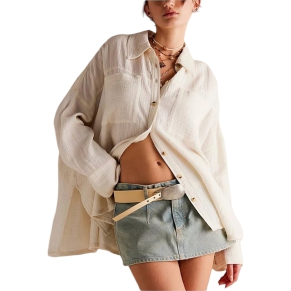 FREE PEOPLE We The Free Cardiff Top in Optic White•Size Medium•NWT - Picture 2 of 12